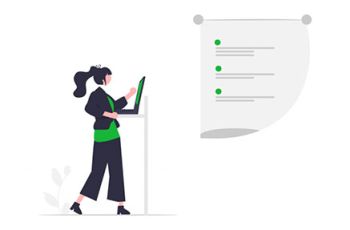 Woman presenting slides from her computer