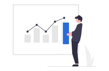 Man holding a bar on a bar-line graph