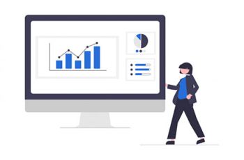 Woman presenting data visualizations
