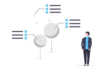 Man observing data nodes