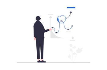 Man pointing to a data visualization