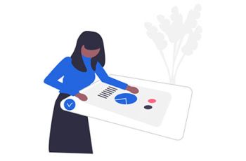 A woman holding an analytics project