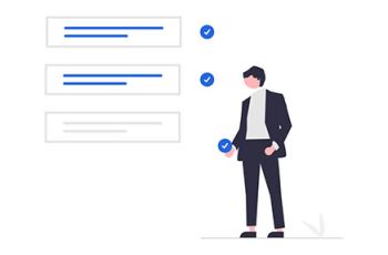 Man standing next to checklist of tasks