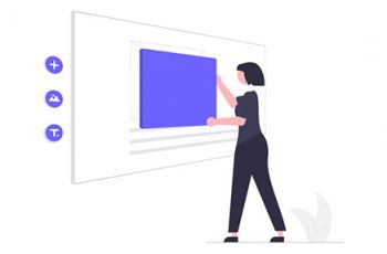 Woman building out a website interface